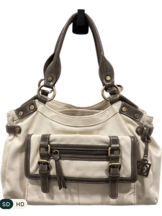 Giani Bernini Handbags - Giani Bernini Chic Classy Shoulder Bag- Neutral, Cream/Off-White/Brown Trim